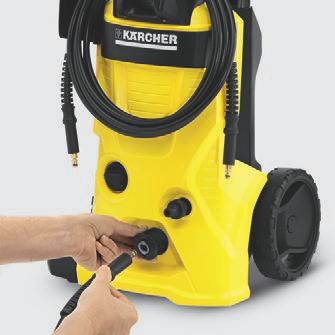 With the Quick Connect system, you can click quickly in and out of the pressure washer and