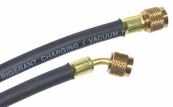 Heavy Duty Premium Black Refrigerant Charging/Vacuum Hoses* Features 1/4", 3/8" and 1/2" heavy-duty refrigerant hoses constructed by Goodyear Engineered Products GY5 premium, permeation resistant,