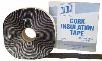 Insulation Products CORK INSULATION TAPE NRP cork insulation tape will prevent condensation and dripping of cold pipes.