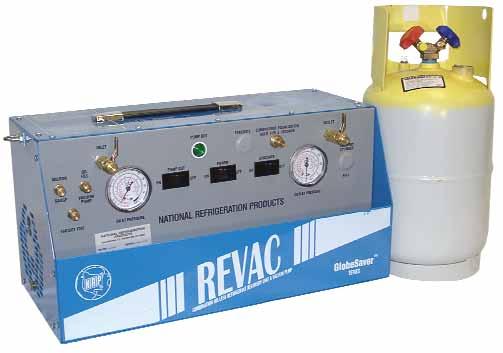 REVAC COMBINATION OIL-LESS REFRIGERANT RECOVER VERY Y UNIT AND VACUUM PUMP RECOVER VERY Y EQUIPMENT Features for REVAC Two units in one! 1 HP compressor (1.
