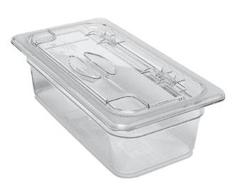 FlipLids with Notch for Camwear Food Pans Protects food on prep lines. Easy grasp handle to quickly access contents.