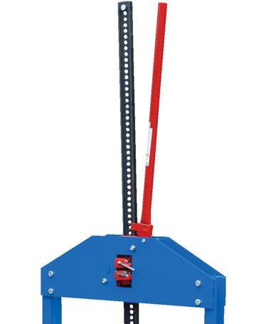 Roll-out base option (MTC-RB): Pin the deck to the frame before moving the compactor. Remove the pins (both sides) before using the deck to allow it to slide.