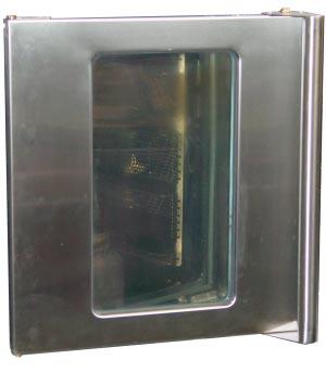 Ensure when replacing that the side with the L mark is inside the door (not inside the oven). This ensures the correct operation of the Low E glass. 4) Reassemble and refit door to the oven.