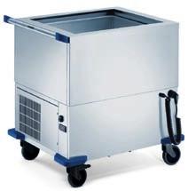 The convection cooled system is complete: Food service trolley and basket dispenser.