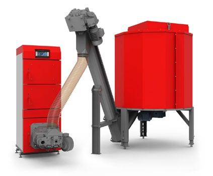 Burner is equipped with the igniter, auger feeder and slag scraper. Automatic controls the burner operation, feeder system with tank equipped with mixing system and heating installation.