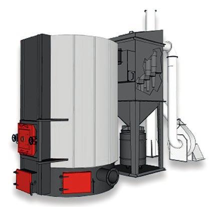 HT MegaBio by Ventil Vertical three-pass boilers for automatic burning of biomass.