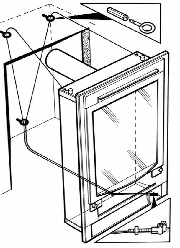 Fig. 11 h) Before making the final gas connection, thoroughly purge the gas supply pipework to remove all foreign matter, otherwise serious damage may be caused to the gas control valve on the fire.