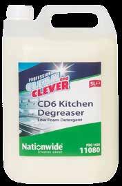 or caustics Odourless, will not taint food Controlled foam, no excessive rinsing required 11080 2 x 5L Clean and Clever CD7 Heavy Duty Kitchen Degreaser The ideal food plant cleaner sanitiser