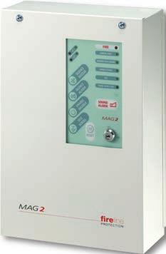 MAG2P - 2 Zone Fire Panel 2 programmable zones Active end of line monitoring and head removal 30 fire detectors per zone Unlimited number of call points per zone Integral evacuate alarm button Class