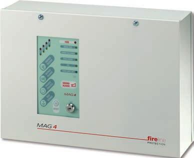 ID Individual zone/sounder isolate Certified to 2/4 Requires only 1x12v battery MAG4P - ABS casing MAG4-4 Zone Fire Panel Metal Casing INPUTS Max detectors per zone 30 Thresholds for 0-2 ma (Fault