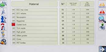 Setting of machine parameters according to material to be