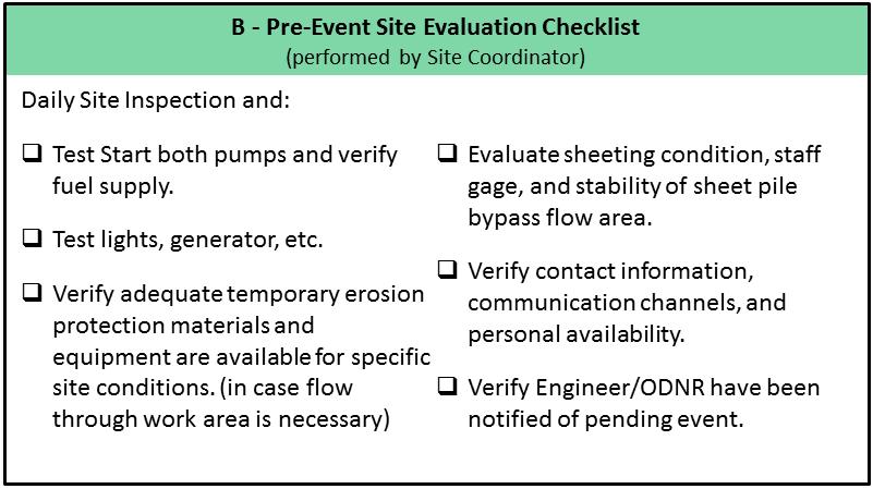 Pre Event Site Evaluation Checklist Used during forecasted event Guides