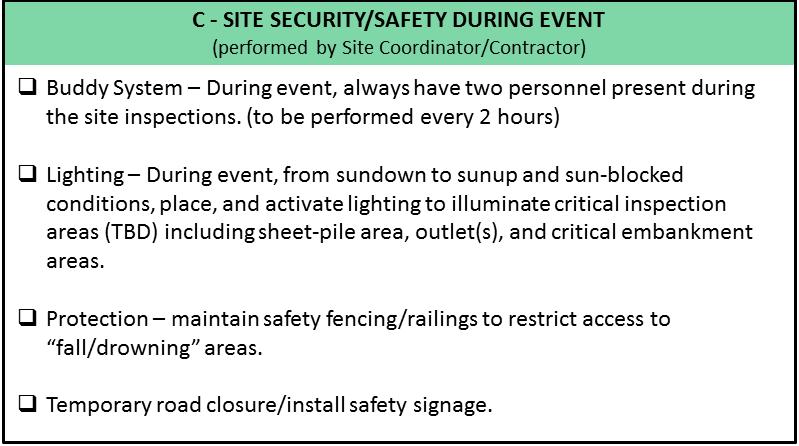 Site Security/Safety During Event Checklist Ensures Safety of responding personnel