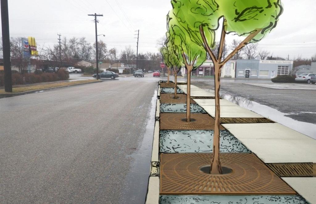 Chapter 4 GSI Practice Applications Tree Systems: Commercial, Arterial, and Residential Use of trees to manage stormwater runoff encompasses several practices including tree trenches, tree cells, and