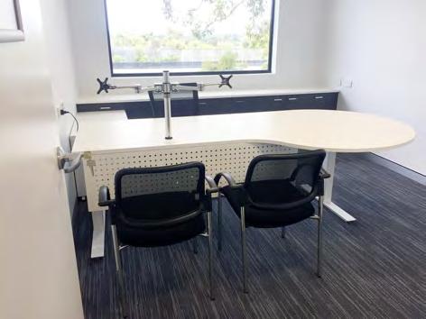 dual monitor arms and CPU holders installed personal management offices with custom