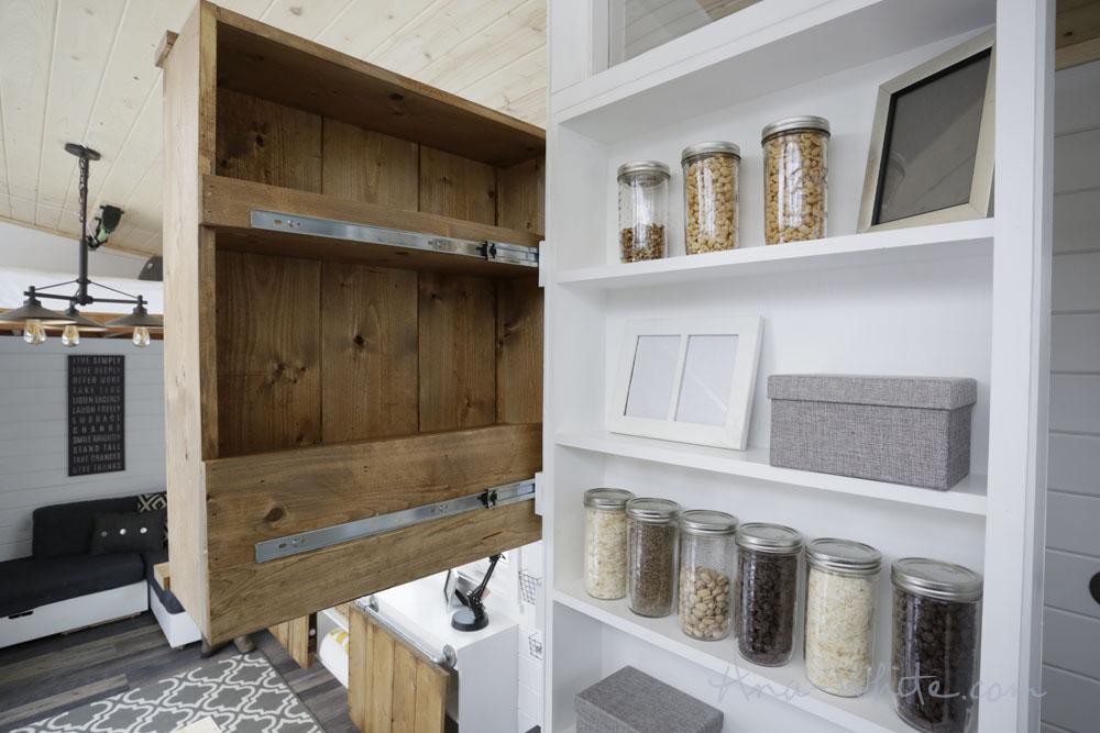 This creates pantry storage for the kitchen that is very easy to access from