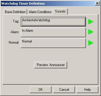 Tag, Alarm, and Normal Sounds Like other alarms, the sounds configured here are used to vocalize the tagname and alarm states.