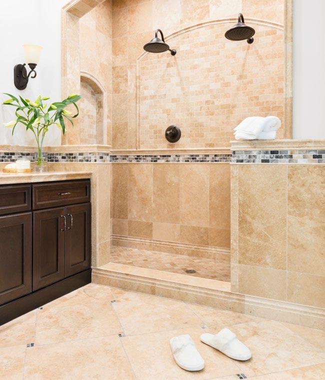 A honed finish lends this natural stone tile a semigloss luster and enhances the look of your