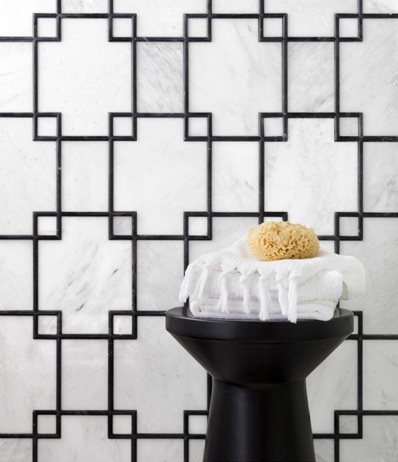 design. With available matching trim, this stone mosaic tile enhances your backsplash, kitchen or bathroom walls with stunning contrast.