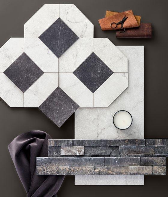Carrara marble. Traditional patterns and veining combined with modern materials and textures lend timeless appeal to this collection and, in turn, your home.