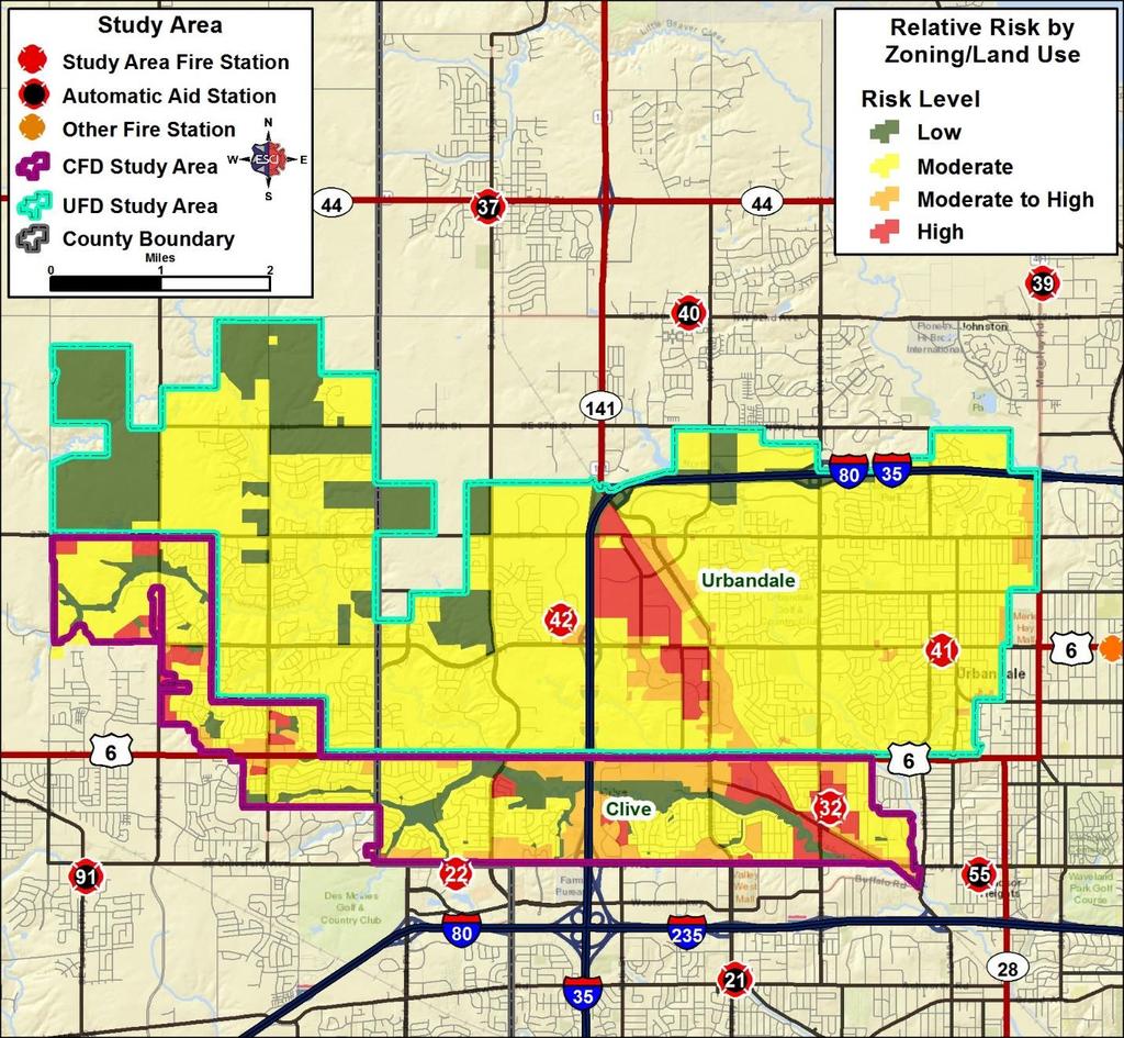 Urbandale, IA Fire Department Standards of Cover Figure 26: Risk by Zoning and Land Use CFD Risk by Land Use The CFD service area is composed of primarily moderate risk residential properties with