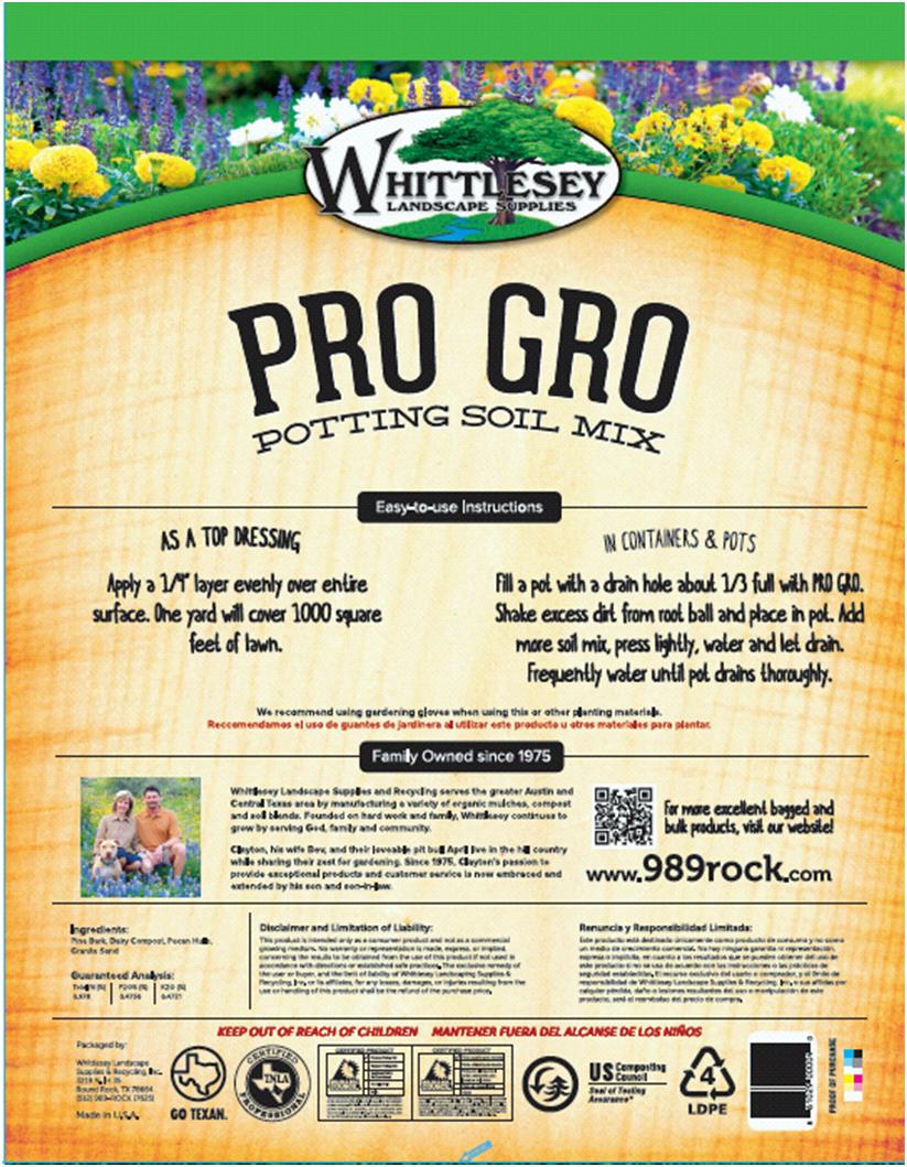 Why Pro Gro: Our Pro Gro Potting Soil Mix is a great option for containers, raised beds, a soil amendment, or as a top dressing on the lawn.
