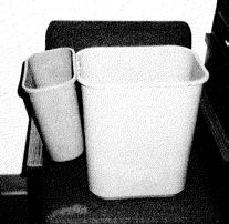 Container Types: Recycling and trash containers look identical. Desk containers include two small bins, one significantly smaller and hanging onto the other (see Figure 1).