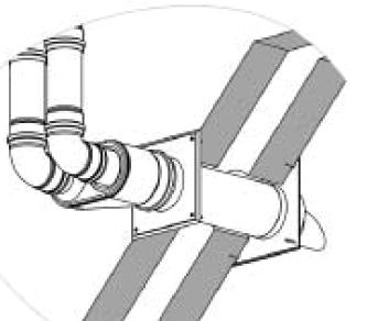 Each additional elbow reduces the overall acceptable length of the fl ue system as follows: Venting Specifi cations Max Length (intake + exhaust) 100 ft. 45 elbow 1.6 ft.