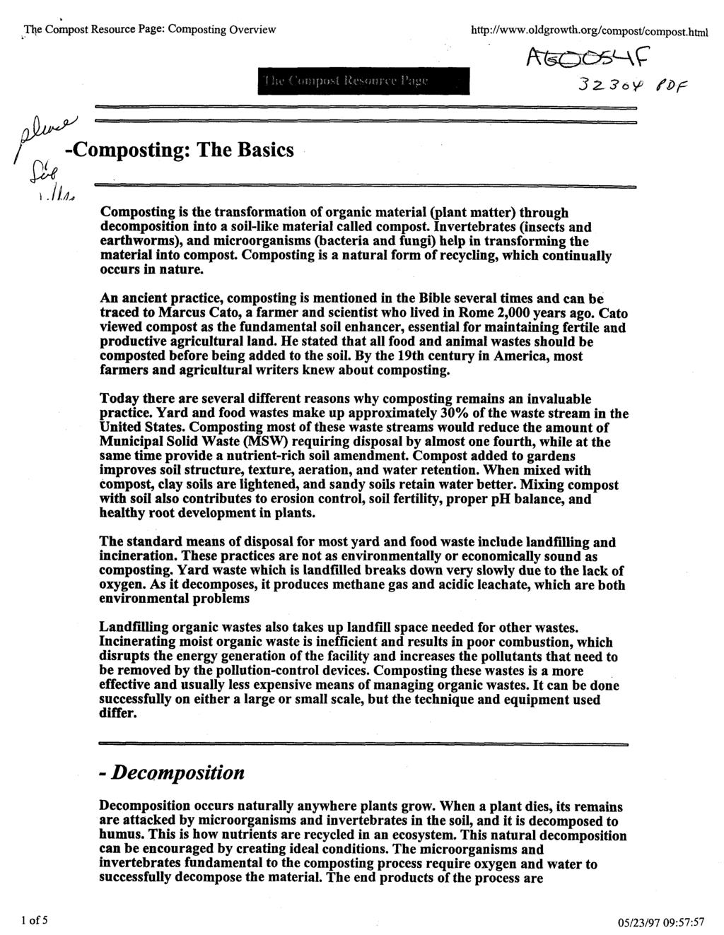 q e Compost Resource Page: Composting Overview http ://www.oldgrowth.org/compost/compost.html wc / A/ -Composting: The Basics P I.