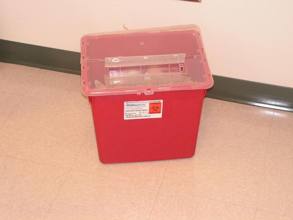 15. Dispose of sharps (needles, scalpel blades, etc) in the sharps