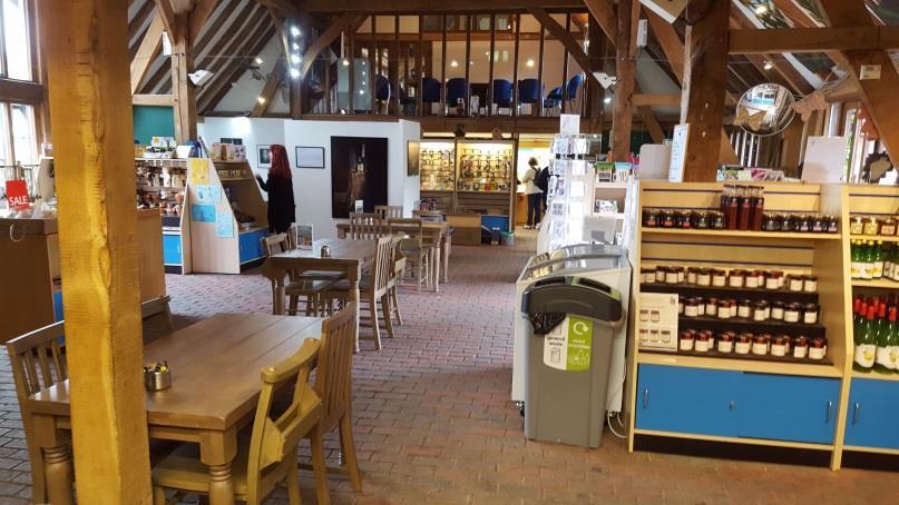 Internally the Barn has been attractively designed to accommodate the cafes three table seating area (tables are 750mm high and host 3 or 4 seats of 450mm height), bordered by a wide ranging set of