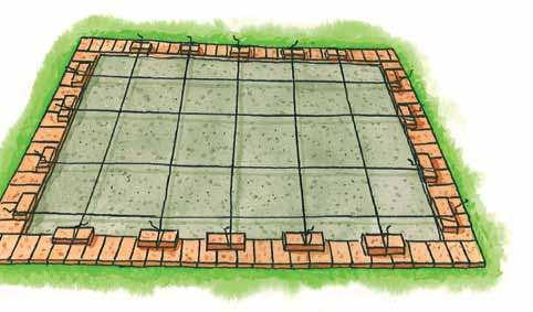 Do not allow pavers to touch, as this may lead to chipping in use. Position strings to opposing key pavers over whole area. Use this grid as a guide to lay pattern to.