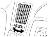 For manual operation Side vents Fan speed To the desired fan speed Temperature Towards WARM (to the right) Air flow WINDSHIELD When pressing the windshield air flow button, the air intake selects