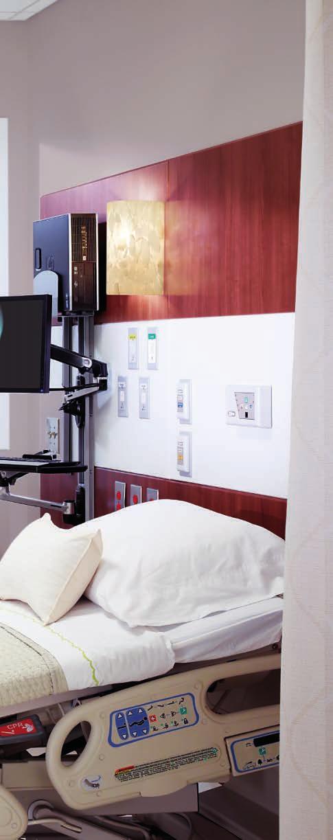 Compass seamlessly integrates patient-centered features, such as storage, personal lighting, and accessories, with