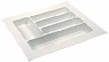 DRAWER INSERTS ALL ROUNDER CUTLERY TRAY BASIC CUTLERY TRAY > > Area of application: Suitable for Alto drawers with a depth of 00 mm and 50 mm > > Material: Plastic (vacuum formed) > > : White