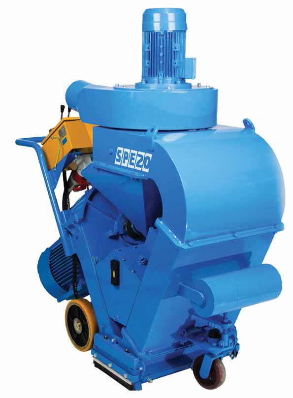 SPE 20ES SHOT BLASTER A HEAVY DUTY MACHINE FOR THE SERIOUS CONTRACTOR FEATURES Part No. Phase Blast Motor Output Cleaning SPE 20ES 400V/460V Three 30hp (22.5kW) 60Hz 20.5 (520mm) 59.5 (1511mm) 23.