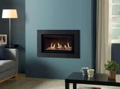 Studio 1 Balanced Flue Studio 1 Balanced Flue, Glass frame with Log-effect fuel bed and Black Glass lining Studio 1 Balanced Flue, Expression frame in Graphite with Pebble & Stone fuel bed and Black