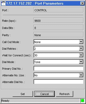 Chapter 3 Port Management RADview-EMS/TDM OP-1553 User s Manual Viewing and Modifying the CONTROL Port Parameters RADview-EMS/TDM allows you to view and modify the OP-1553 CONTROL port.