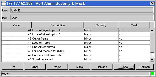 RADview-EMS/TDM OP-1553 User s Manual Chapter 4 Fault Management Viewing and Modifying SOH Link Alarm Configuration RADview-EMS/TDM allows you to view and modify the OP-1553 SOH link alarm