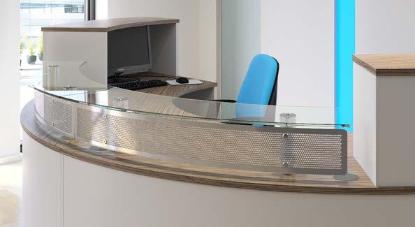 glass shelves and pedestals as desired. Available in a wide choice of MFC finishes.