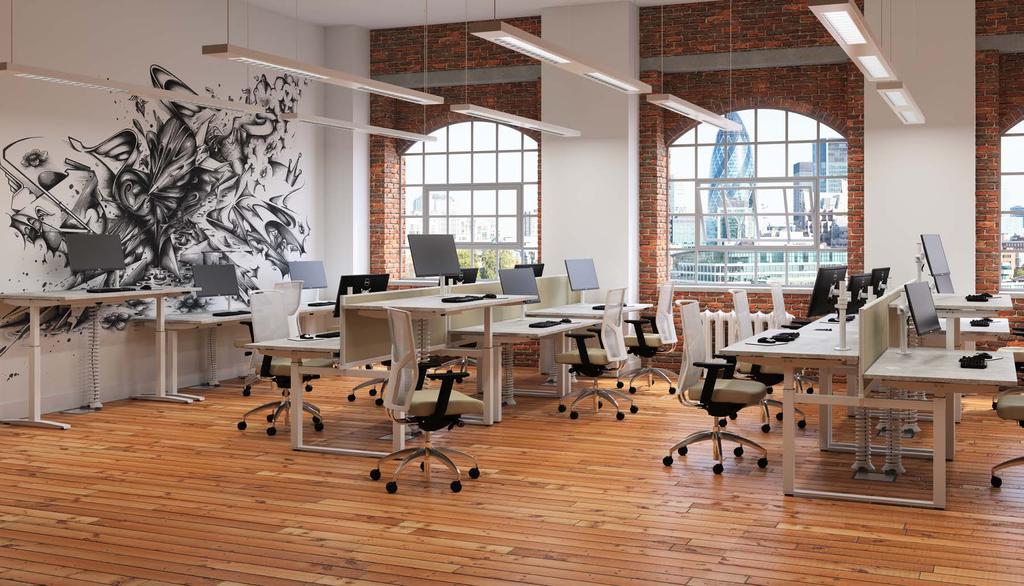 Single or double bench desks Choice of MFC or natural veneer finishes Robust steel frame for