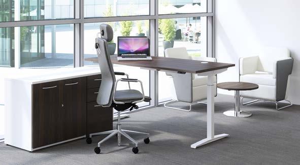 Individual and double sided bench desks with tops in MFC or veneer, complemented by matching
