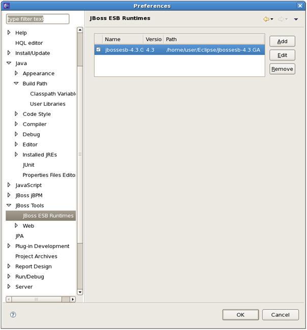 Configuring ESB Runtime in Preferences Figure 2.16.