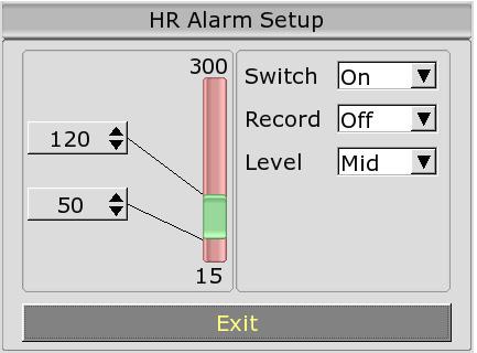 Setting alarm limits to extreme values may cause the alarm system to become ineffective. To change individual measurement alarm limits: 1. Select the HR Parameter area. 2.