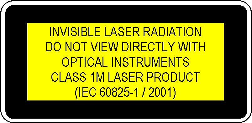 Safety Considerations Initial Safety Information for DFB Laser Source Modules Laser Safety Labels Laser class 1M label Figure 1 Class 1M Safety Label - Agilent 81662A/3A A sheet of laser safety
