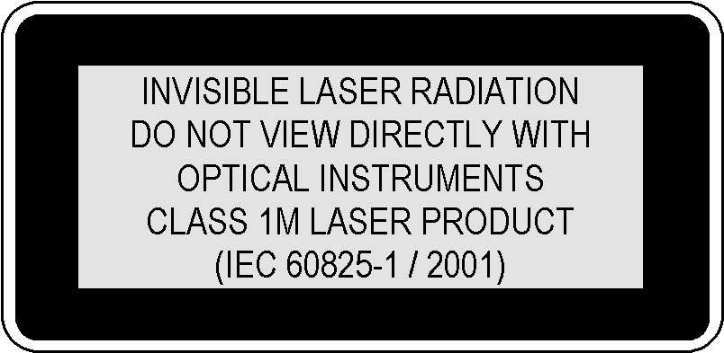 Getting Started with DFB Laser Sources Initial Safety Information for DFB Laser Source Modules Laser Safety Labels Laser class 1M label Figure 1 Class 1M Safety Label - Agilent 81662A/3A A sheet of
