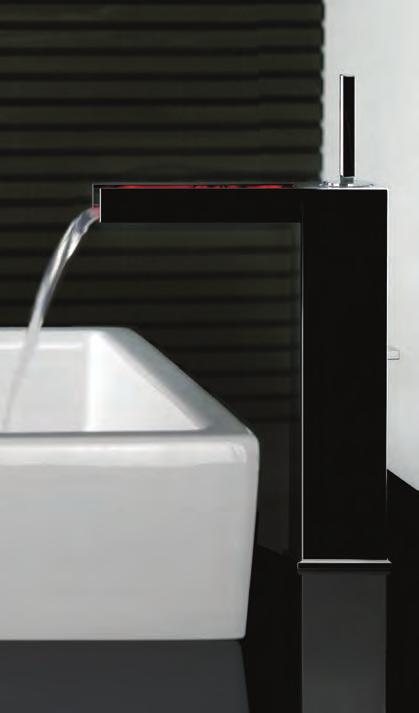 GESSI RETTANGOLO COLLECTION RETTANGOLO CASCATA Rettangolo Cascata juxtaposes a stunning structural aesthetic, with the drama of colourful, cascading water, to create a tap of breathtaking beauty.