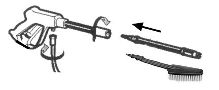 Once the high pressure hose is connected to the trigger gun, you can attach the lance and accessories that you desire.