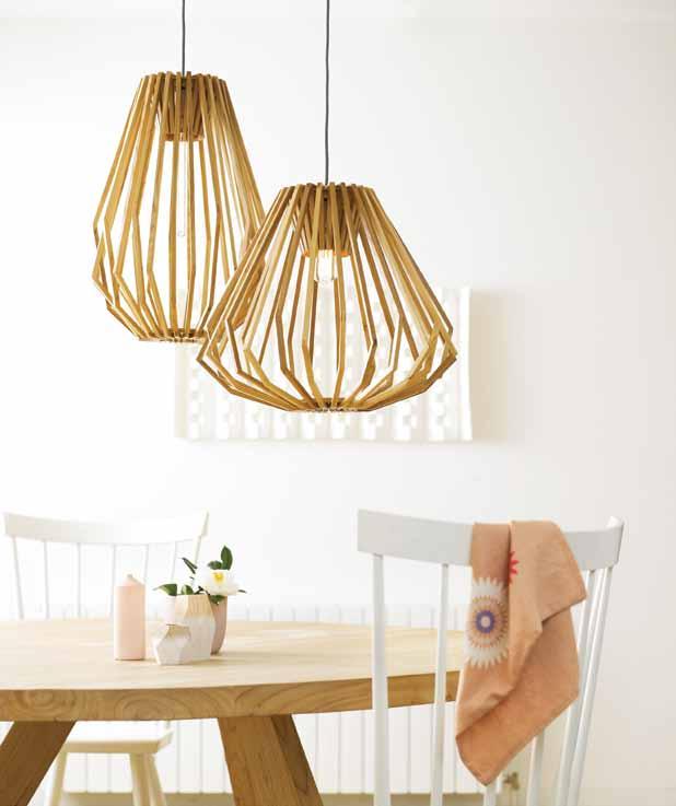 . Stockholm NW Tall or squat pendants in natural wood.
