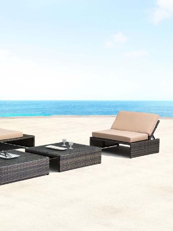 DELRAY RECLINING LOVESEAT 703629 Brown & Beige Synthetic Weave, Sunproof Fabric & Aluminum Frame RECLINING SINGLE SEAT 703630 Brown & Beige Synthetic Weave, Sunproof Fabric &